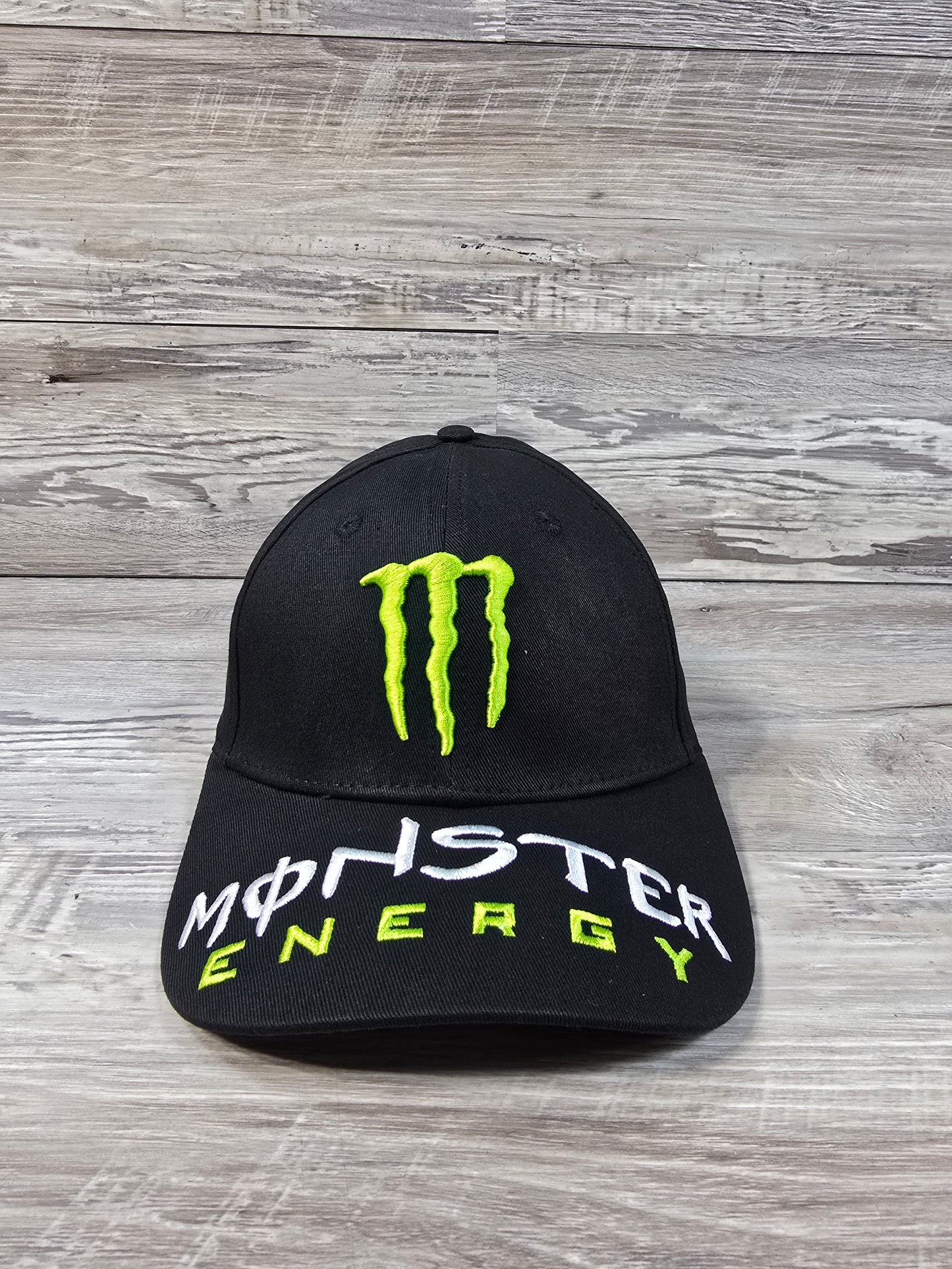 Monster Energy Drink Classic Logo Fully Embroidered Strapback Hat Cap Black