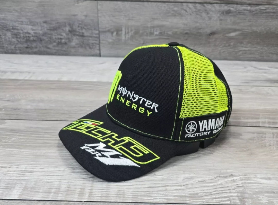 Monster Energy Tech 3 Hat Cap Adult Small Snapback Racing Black Green Trucker