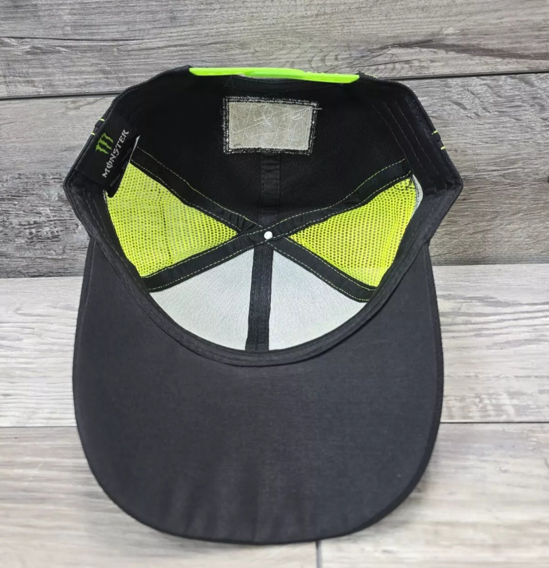 Monster Energy Tech 3 Hat Cap Adult Small Snapback Racing Black Green Trucker
