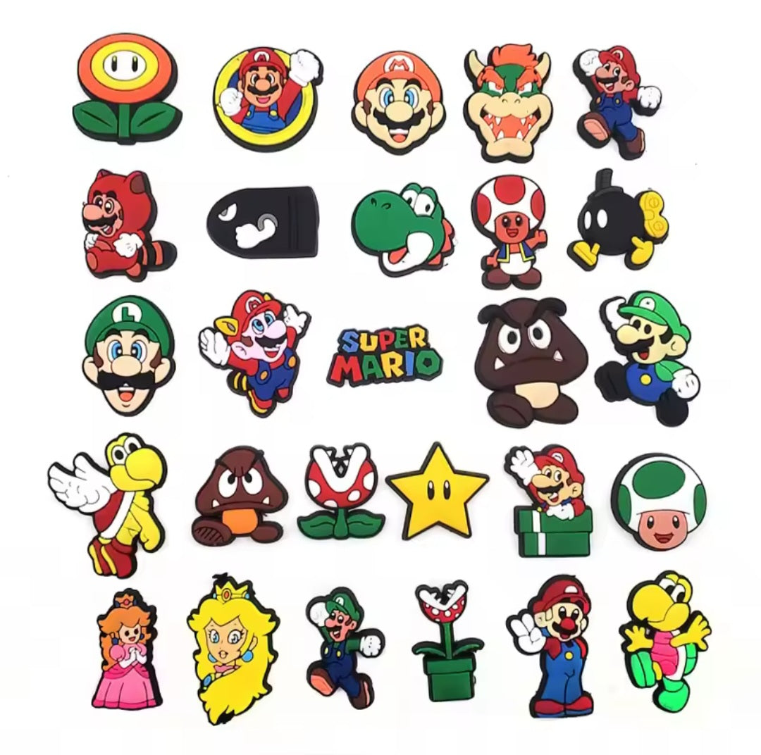 27pc Lot of Super Mario Brothers Shoe Charms for Crocs Mario Luigi
