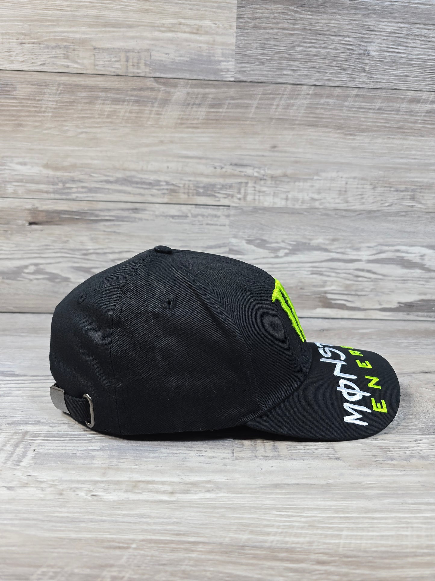 Monster Energy Drink Classic Logo Fully Embroidered Strapback Hat Cap Black