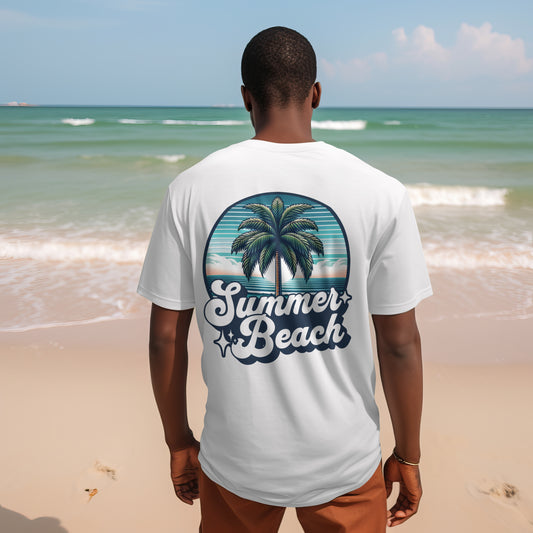 Summer Beach Tee Short Sleeve T-Shirt White Unisex