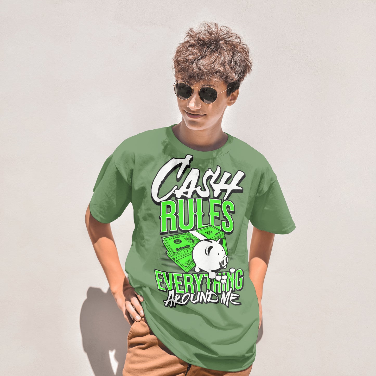 Cash Rules Tee Green Unisex Short Sleeve T-Shirt