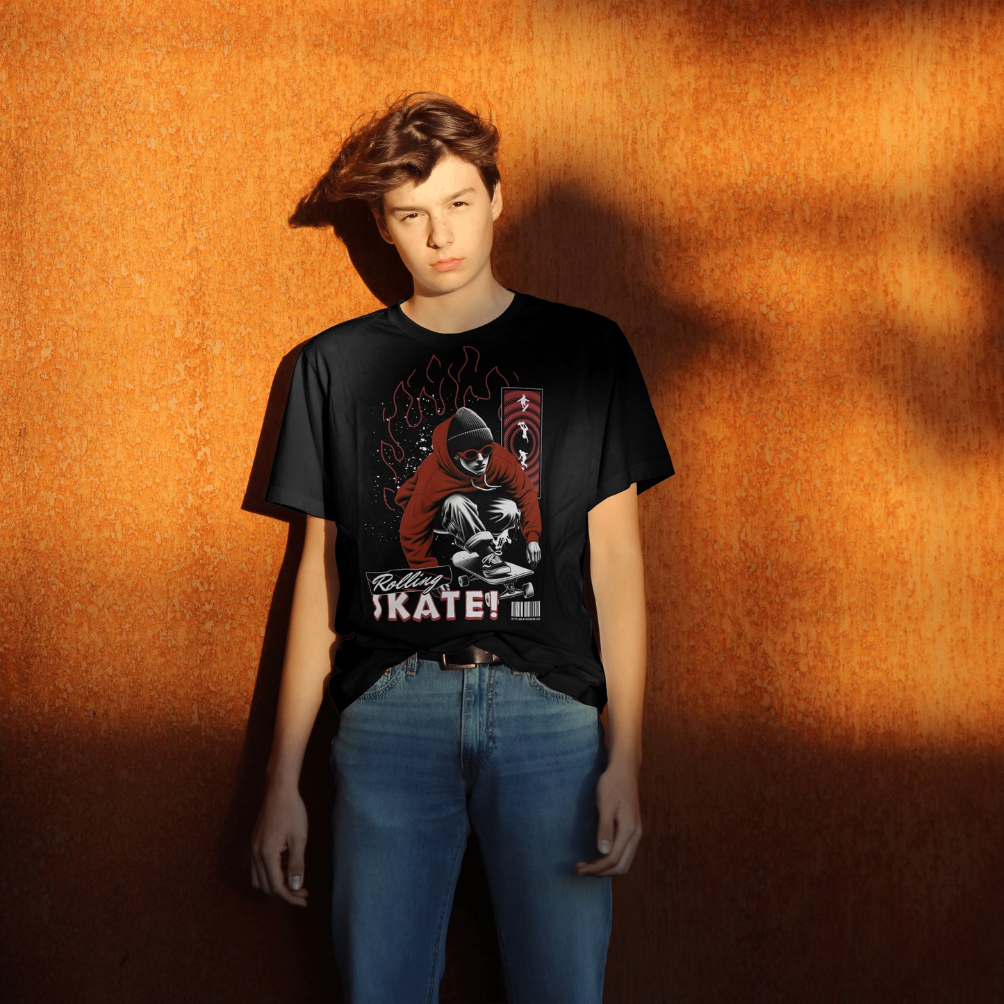 Rolling Skate Tee Urban Streetwear Short Sleeve T-Shirt
