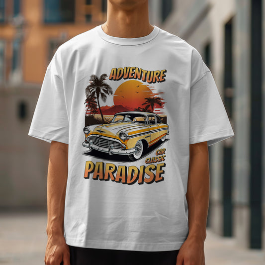 Classic Car Paradise Tee Short Sleeve T-Shirt Unisex Graphic