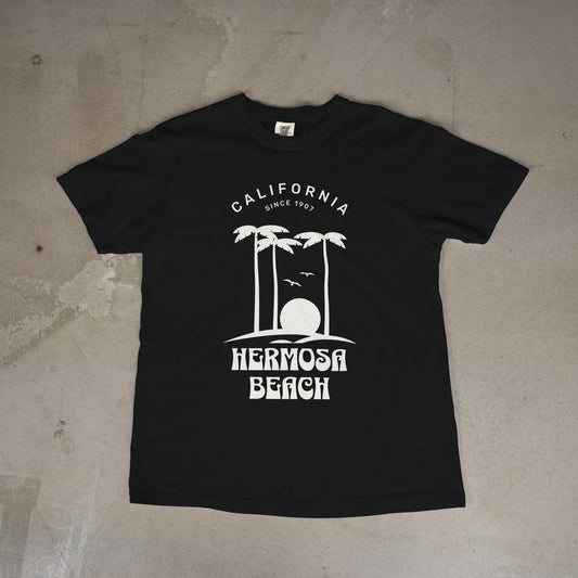 Hermosa Beach California Tee T-Shirt Short Sleeve Unisex Black White
