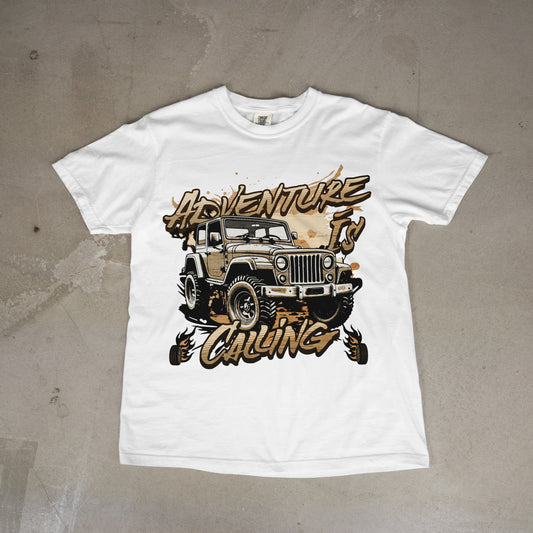 Adventure is Calling Off Road Tee Unisex White T-Shirt