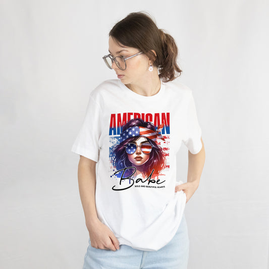 American Babe Made Tee Unisex Red White Blue Short Sleeve T-Shirt