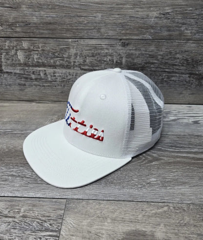 USA Patriotic Titties White Trucker  Mesh Back Cap Hat Adult Snapback