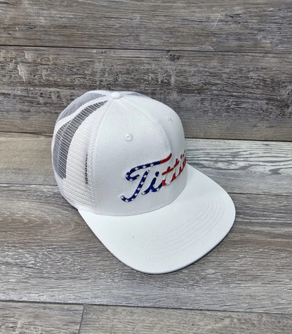 USA Patriotic Titties White Trucker  Mesh Back Cap Hat Adult Snapback