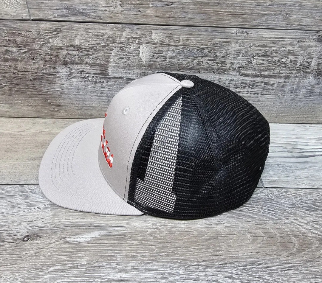 USA Patriotic Titties Gray/Black Mesh Back Trucker Cap Hat Adult Snapback