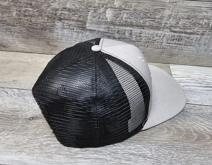 USA Patriotic Titties Gray/Black Mesh Back Trucker Cap Hat Adult Snapback