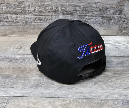 USA Titties Black Golf Strapback Hat Curved Bill 4th Of July Hat- USA-