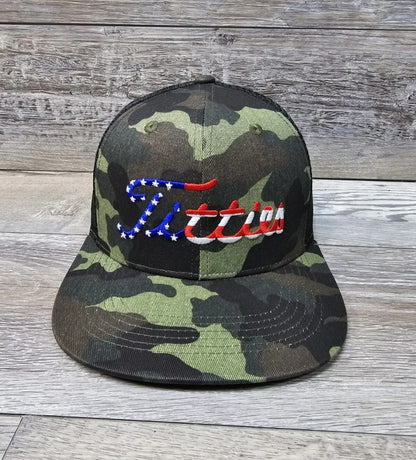 USA Patriotic Titties Camo/Black Trucker Mesh Back Adult Snapback Hat Cap