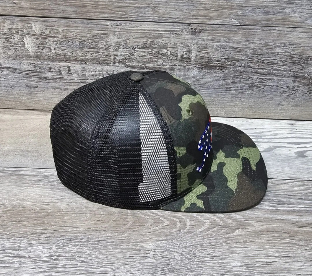 USA Patriotic Titties Camo/Black Trucker Mesh Back Adult Snapback Hat Cap