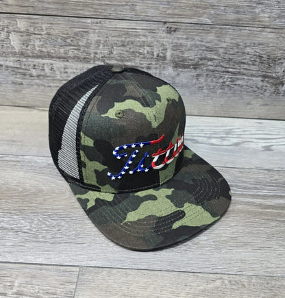 USA Patriotic Titties Camo/Black Trucker Mesh Back Adult Snapback Hat Cap