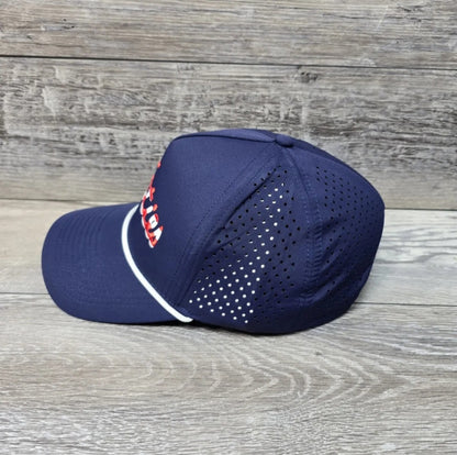 USA Titties Blue Golf Snapback Hat Curved Bill Adult White Rope Hat