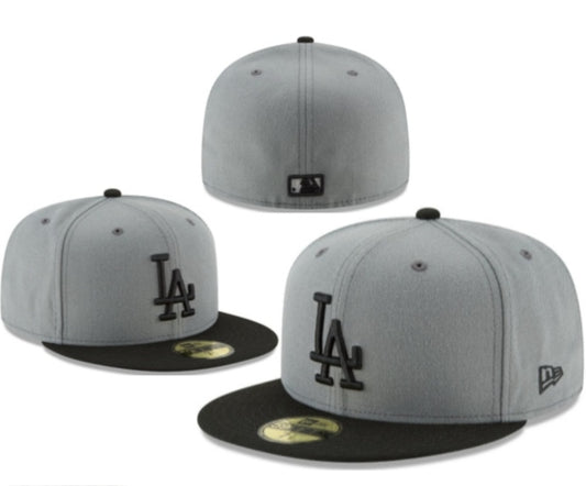 Los Angeles Dodgers Hat Cap New Era 59fifty Fitted Gray Black