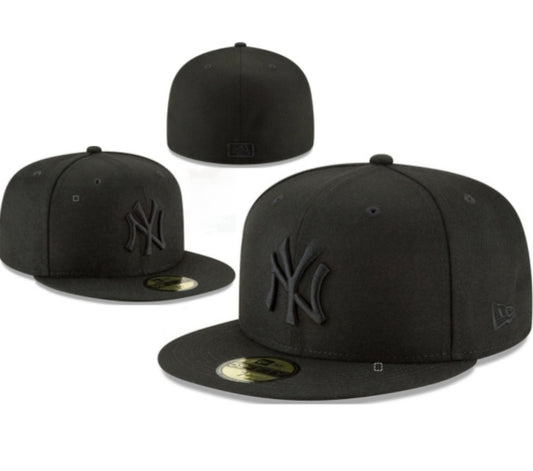 New York Yankees New Era 59fifty Hat Cap Fitted MLB Adult Black on Black