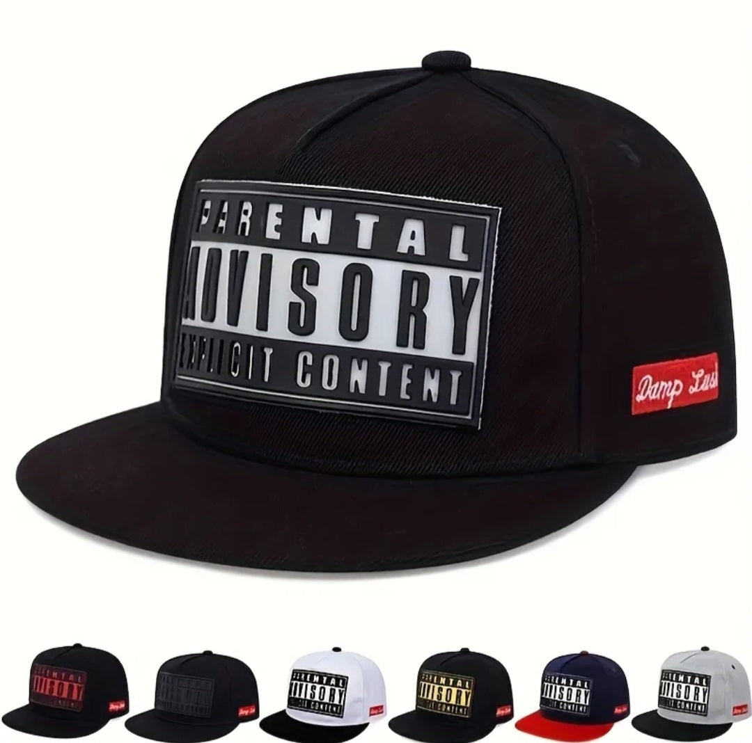 Parental Advisory Explicit Content Hat Cap Patch Flat Brim Snapback Adult