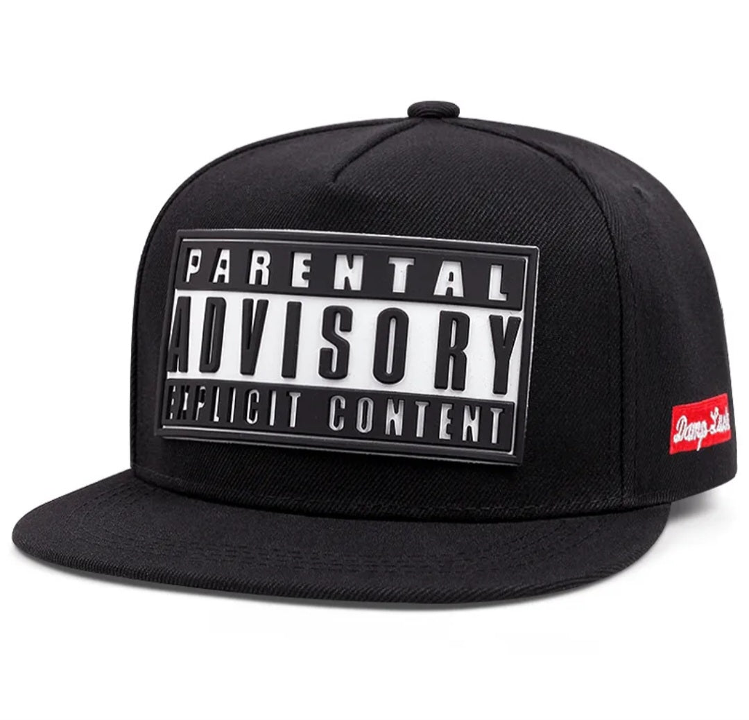 Parental Advisory Explicit Content Hat Cap Patch Flat Brim Snapback Adult