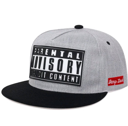 Parental Advisory Explicit Content Hat Cap Patch Flat Brim Snapback Adult