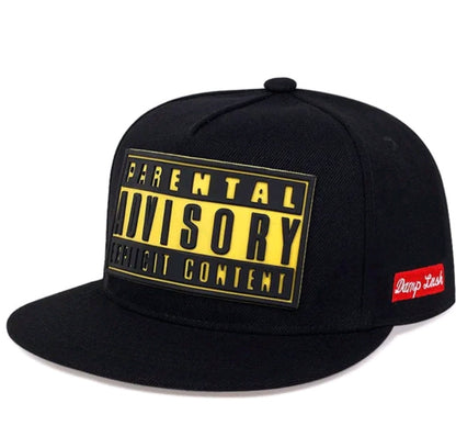 Parental Advisory Explicit Content Hat Cap Patch Flat Brim Snapback Adult