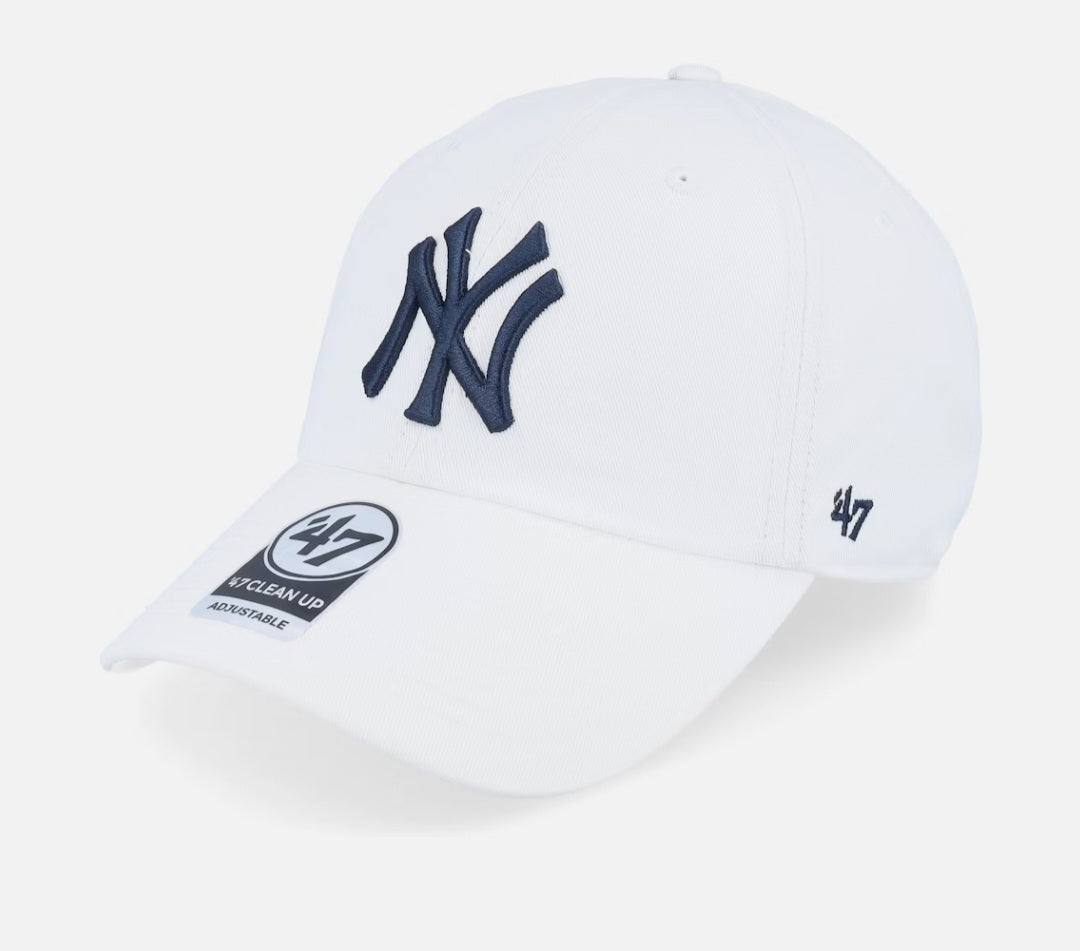 New York Yankees 47 Brand Cap Hat Adult Men Clean Up Adjustable Strapback MLB White