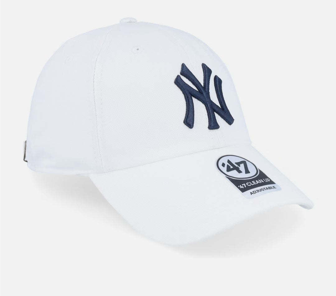 New York Yankees 47 Brand Cap Hat Adult Men Clean Up Adjustable Strapback MLB White