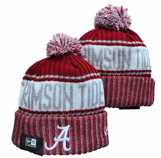 Alabama Crimson Tide "Roll Tide" Throwback New Era NCAA Pom Knit Hat On Field Beanie Hat Cap