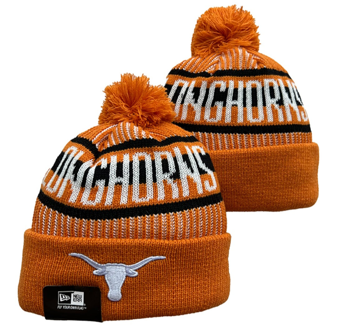 Texas Longhorns Throwback New Era NCAA Pom Knit Hat On Field Beanie Hat Cap