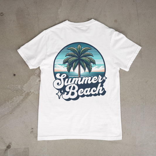 Summer Beach Tee Short Sleeve T-Shirt White Unisex