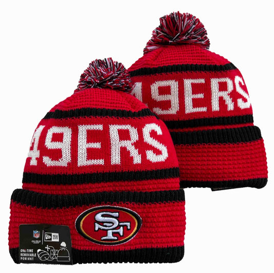 San Francisco 49ers SF Alternate Throwback New Era NFL Pom Knit Hat On Field Beanie Hat Cap