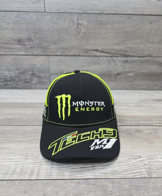 Monster Energy Tech 3 Hat Cap Adult Small Snapback Racing Black Green Trucker