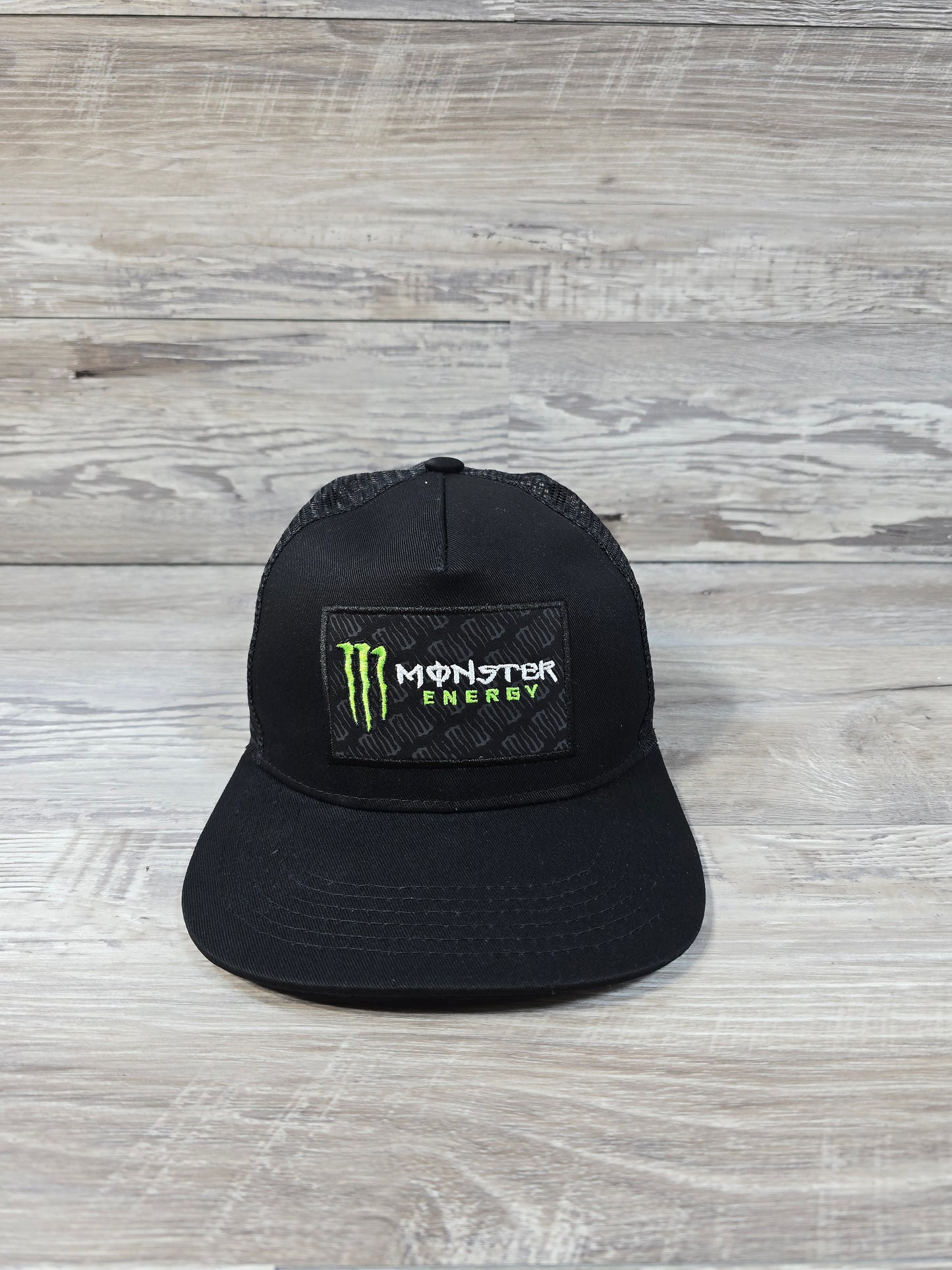 Monster Energy Drink Classic Logo Patch Strapback Hat Cap Black Trucker Meshback