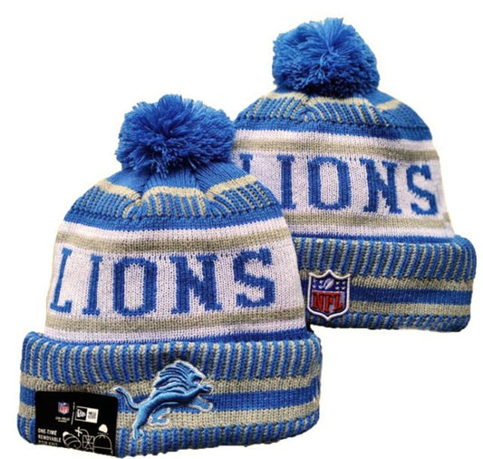 Detroit Lions Throwback New Era NFL Pom Knit Hat On Field Beanie Hat Cap