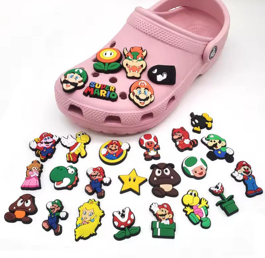 27pc Lot of Super Mario Brothers Shoe Charms for Crocs Mario Luigi