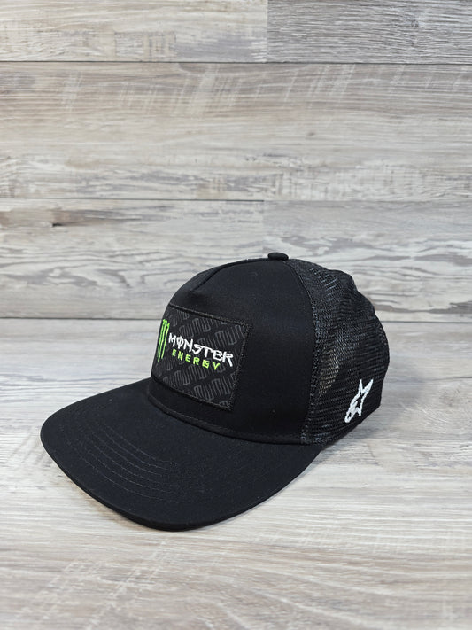 Monster Energy Drink Classic Logo Patch Strapback Hat Cap Black Trucker Meshback