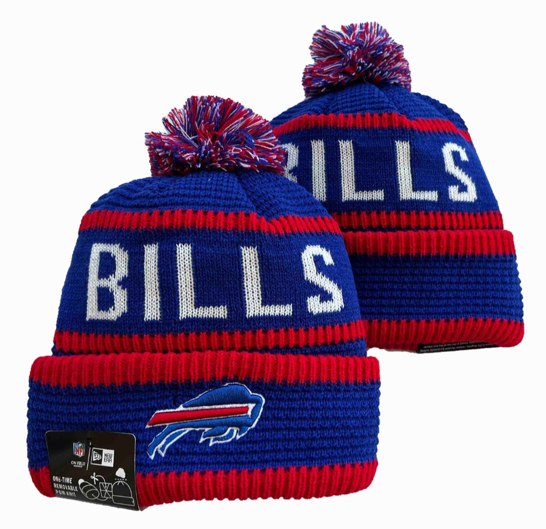 Buffalo Bills Throwback New Era NFL Pom Knit Hat On Field Beanie Hat Cap