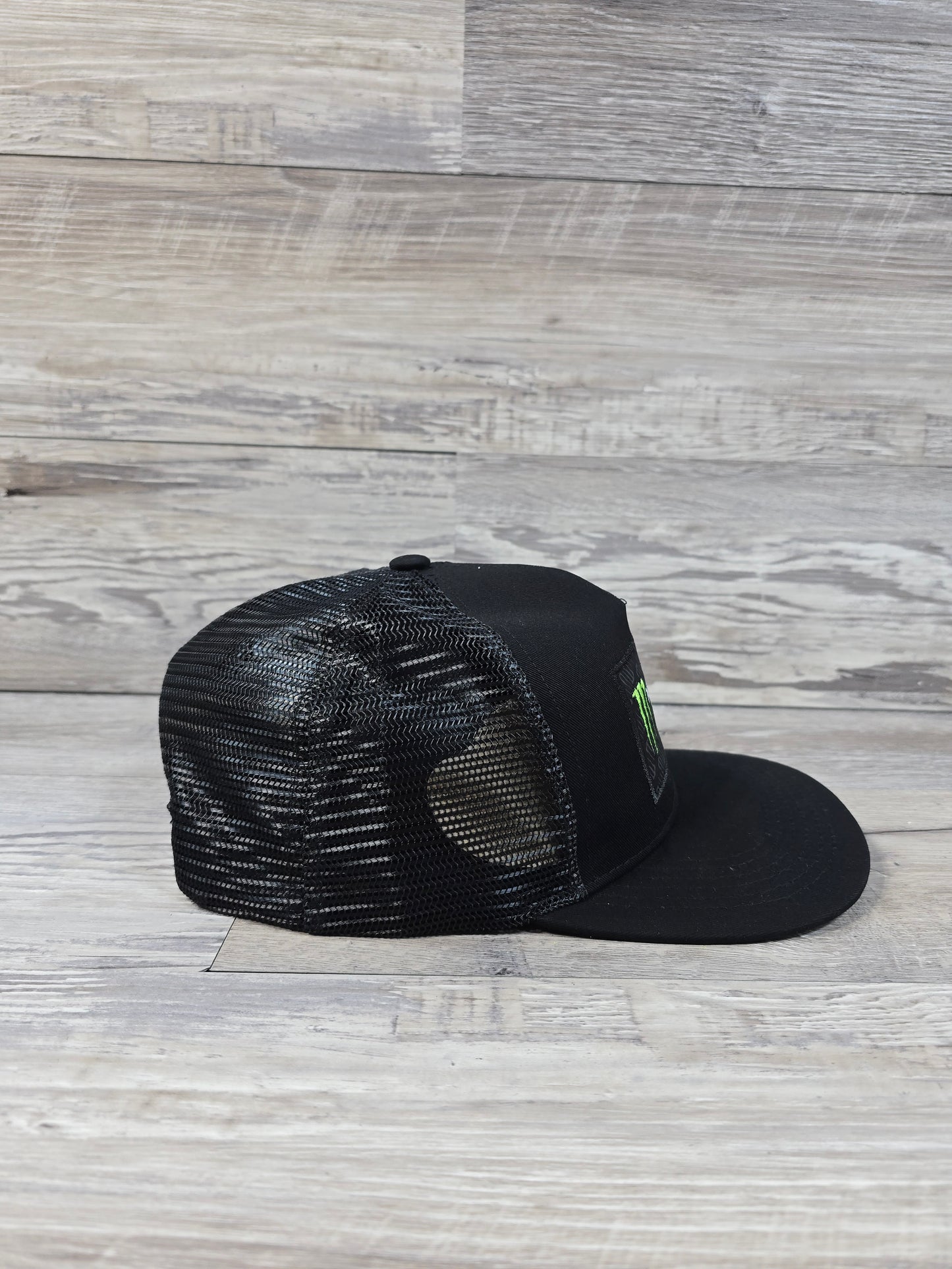 Monster Energy Drink Classic Logo Patch Strapback Hat Cap Black Trucker Meshback