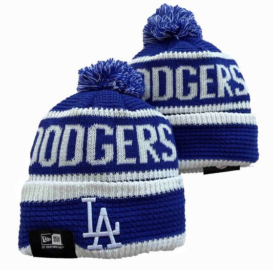 Los Angeles Dodgers Throwback New Era MLB Pom Knit Hat On Field Beanie Hat Cap