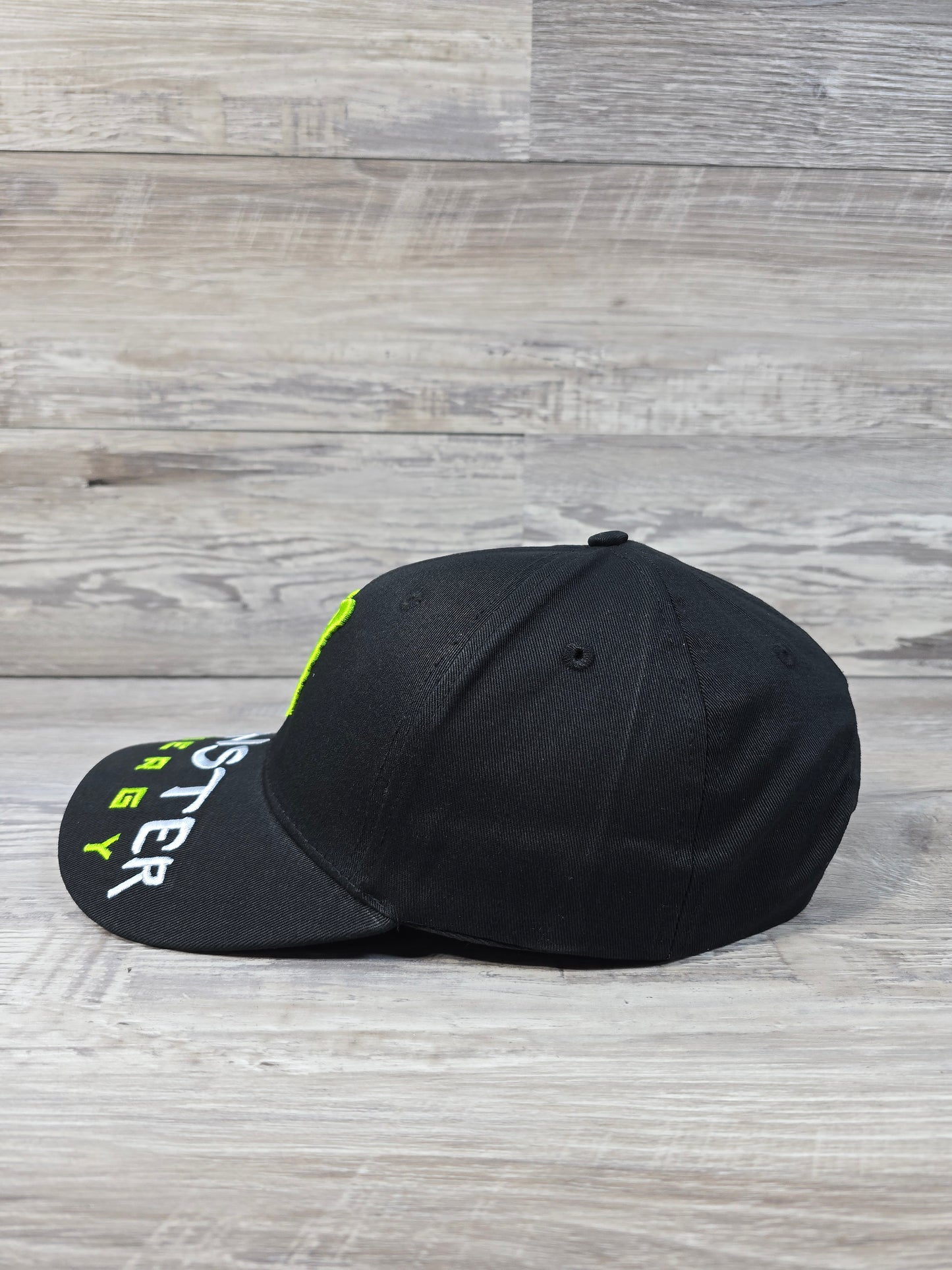 Monster Energy Drink Classic Logo Fully Embroidered Strapback Hat Cap Black