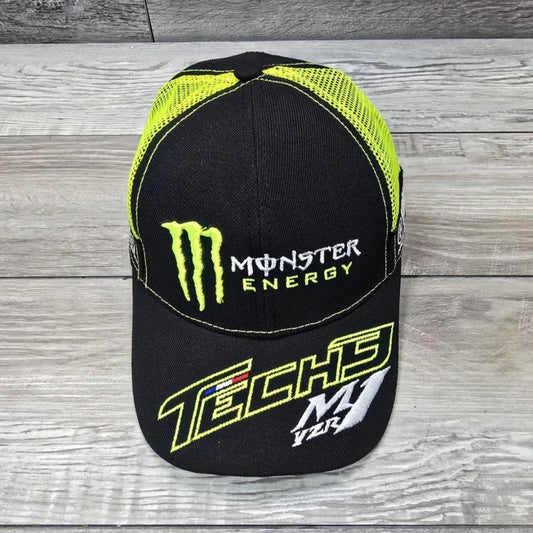 Monster Energy Tech 3 Hat Cap Adult Small Snapback Racing Black Green Trucker