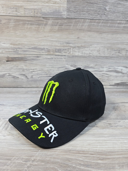 Monster Energy Drink Classic Logo Fully Embroidered Strapback Hat Cap Black