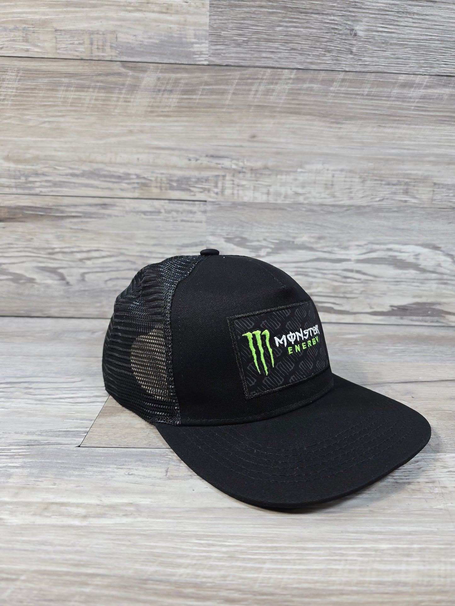 Monster Energy Drink Classic Logo Patch Strapback Hat Cap Black Trucker Meshback