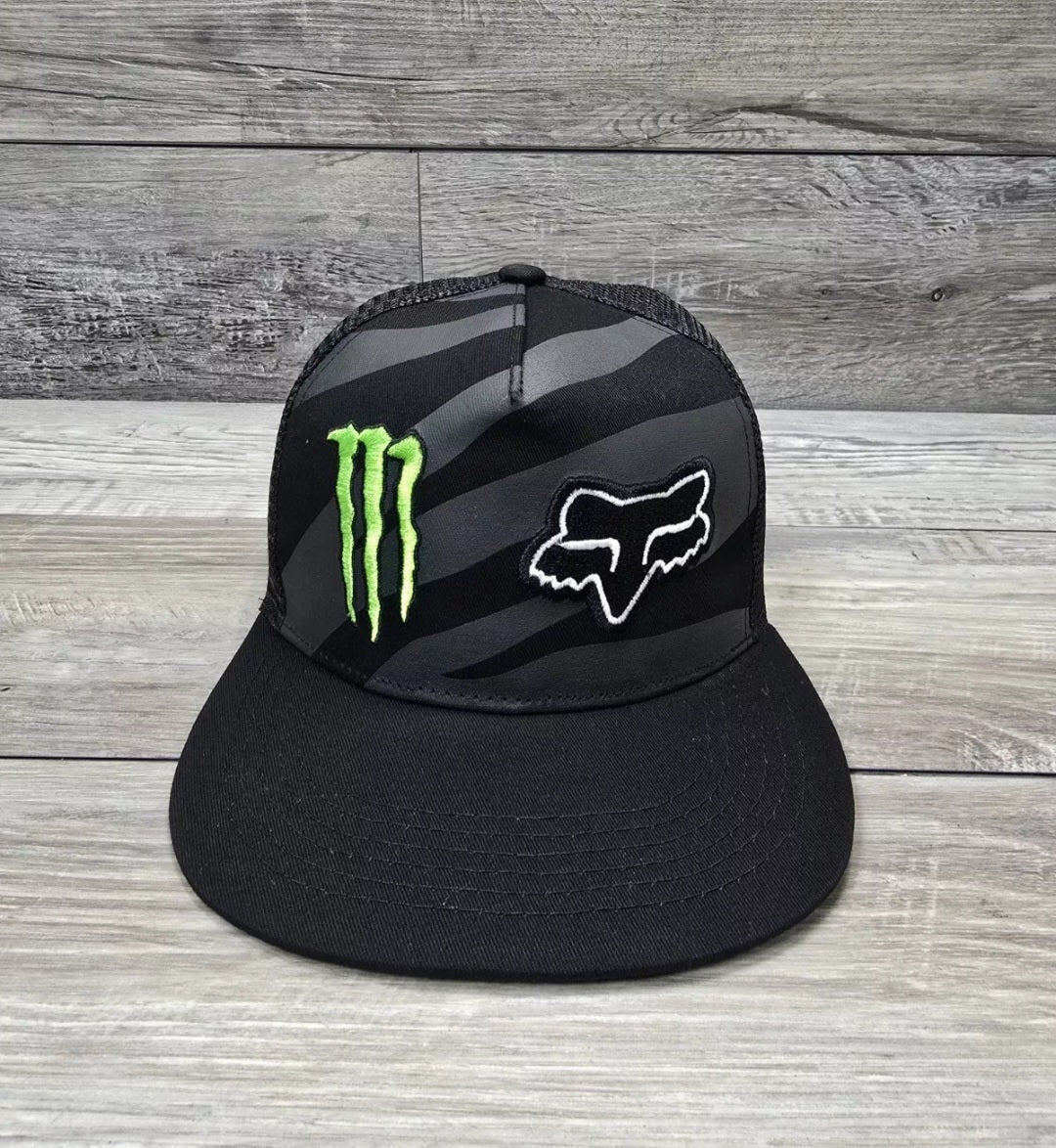 Monster Drink Fox Racing Cap Trucker Hat Adult Snapback Black Motorcycle