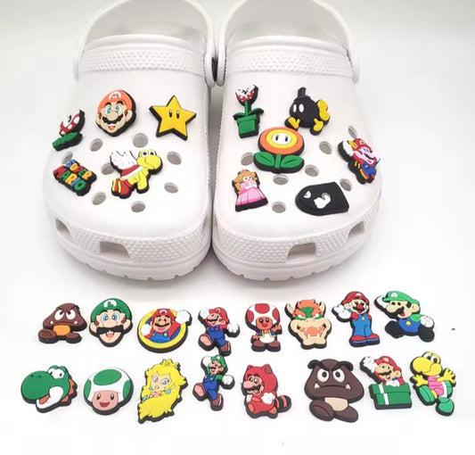 27pc Lot of Super Mario Brothers Shoe Charms for Crocs Mario Luigi